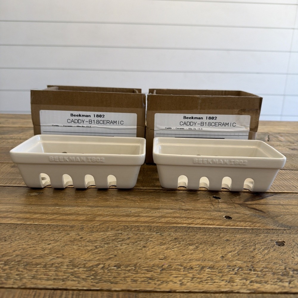 2 Beekman 1802 Soap Dish Ceramic Farmhouse Caddys Ivory Cream. BRAND NEW IN BOX.